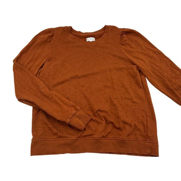 Wonderly Women's Medium Rust Long Sleeve Pullover Puff Shoulder Sweatshirt - Picture 1 of 5